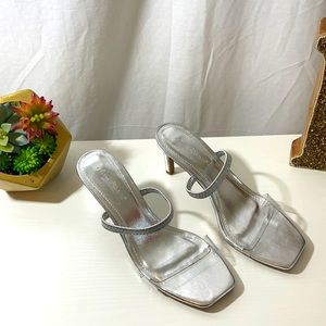 Low Metallic Mule Heels